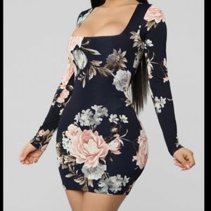Short floral long sleeve dress